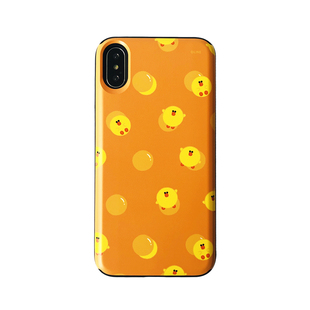 line布朗熊苹果X插卡8plus小镜子手机壳iPhonexs max挂绳XR防摔套
