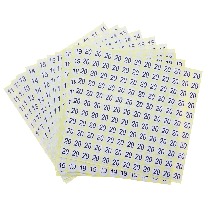 S/M/L/XL/XXL/XXXL/XS不干胶服装码数白色贴纸 数字号码尺码标签