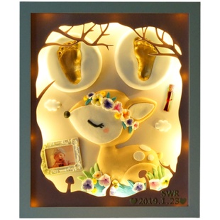 宝宝满月手足印泥脚印手印周岁新生婴儿胎毛发纪念品相框百天礼物