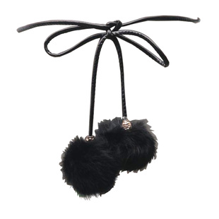 兔毛可拆卸皮草腰带皮带女毛球装饰细皮腰带时尚连衣裙腰链腰绳冬