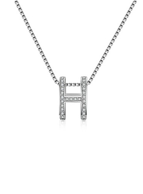 韩版925银字母h短款镶钻配饰项链