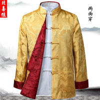Spring and Autumn new men's casual jacket, long-sleeved, double-sided Tang suit men's wear, button-up, retro Chinese style, plover top thumbnail 2