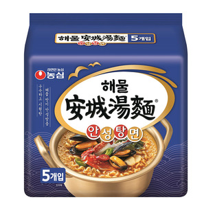 韩国进口农心安城海鲜汤面112gx5方便面泡面拉面速食煮面微辣