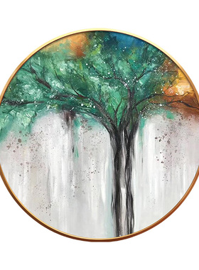 抽象轻奢过道餐厅圆形手绘油画