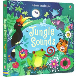 Usborne Jungle Sounds 尤斯伯恩旗舰店 丛林里边谁在叫 触摸音乐发声书 丛林里的各种声音 早教启蒙 0-6岁 英文原版进口图书