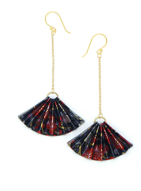 红黑色和风日式手工耳夹