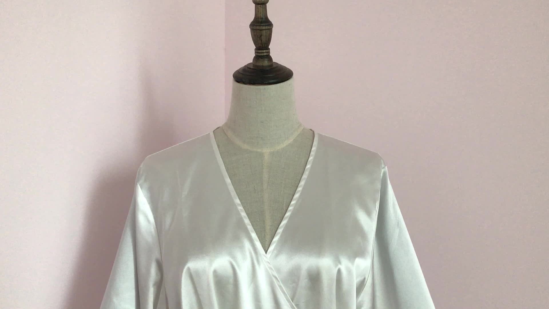 white satin robe for bride