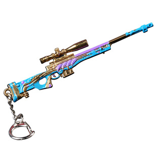 吃鸡玩具枪绝地求生皮肤三级头套装迷你awm金属模型枪钥匙扣挂件