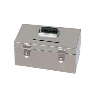 不锈钢加厚存钱箱密码可存可取防潮手提密码防摔储存箱钱箱子带锁