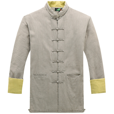 楠麻唐装中国风男装冬中年中长款