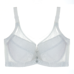 大码深V文胸镂花薄软罩杯软钢圈薄棉杯聚拢收副乳调整型大胸显小