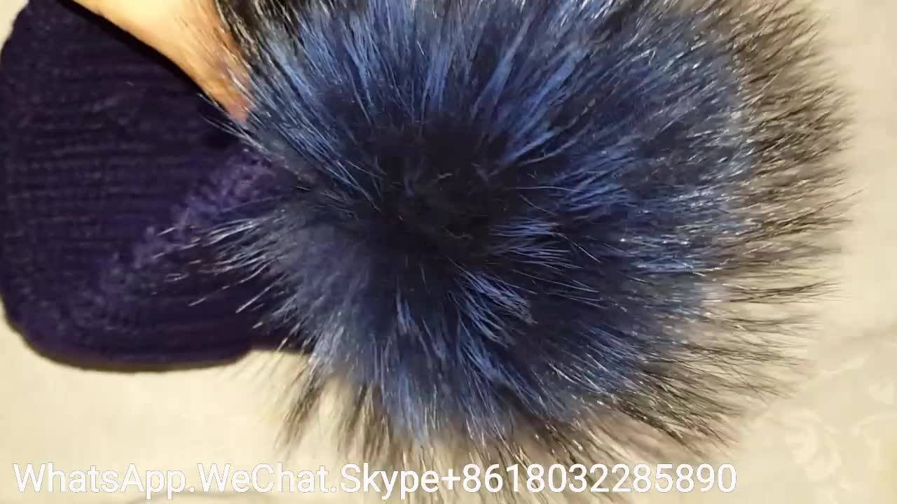 hats pom crochet for fur poms Poms Removable Custom Pom Fur Real Crochet Dyed Raccoon