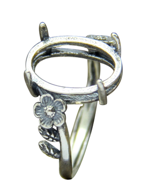 纯银时尚风复古蜜蜡镶嵌戒指空托