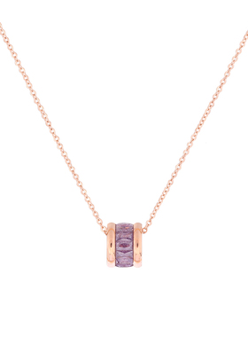 小蛮腰钛钢镀18K玫瑰金水晶项链