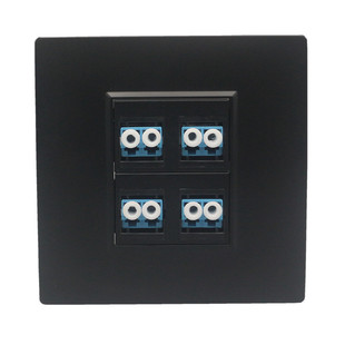 四口LC光纤面板黑色86型4位光钎包含lc法兰盘耦合器宽带电脑插座