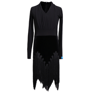 茜卡索 拉丁舞服女童比赛服秋冬新款演出连衣裙儿童流苏舞裙G3281