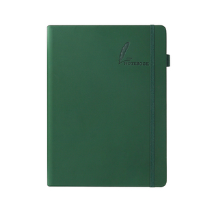 笔记本子来图定制logo高颜值墨绿色硬壳皮面记事本ab5弹力绑带皮筋插笔孔学校公司大学生商务简约加厚商务本