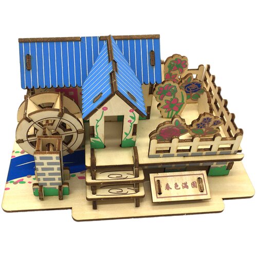 儿童木质手工拼装玩具 女孩DIY小屋益智立体拼图培养空间思维8岁+