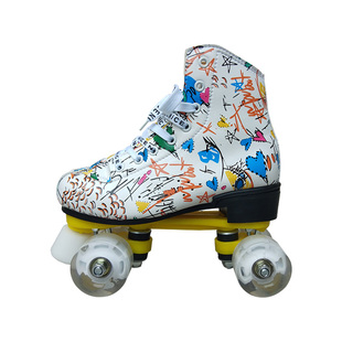 成人双排溜冰鞋 男女 旱冰鞋双排轮儿童轮滑鞋宝宝初学者四轮闪光
