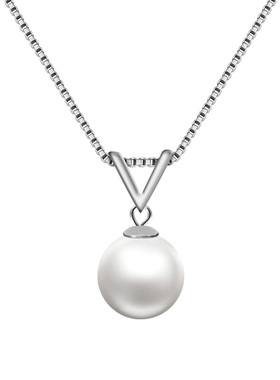 纯银吊坠几何项链时尚风天然珍珠