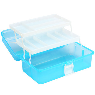 加厚大号三层五金工具箱家用美术箱收纳水粉塑料透明学生画箱美甲透塑料工具箱小学生画画手提大三层收纳盒