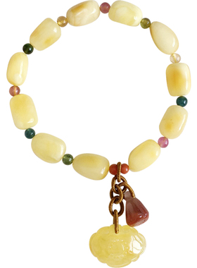 南红原创设计风附证书碧玺手链