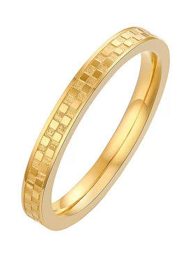 钛钢18k金ins磨砂欧美风戒指环