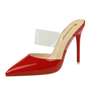 9cm裸色尖头高跟鞋细跟性感包头半拖鞋子透明凉鞋女夏外穿白色8cm