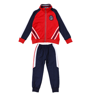 白红色学院风小学生校服套装啦啦队服春秋装运动会幼儿园园服班服