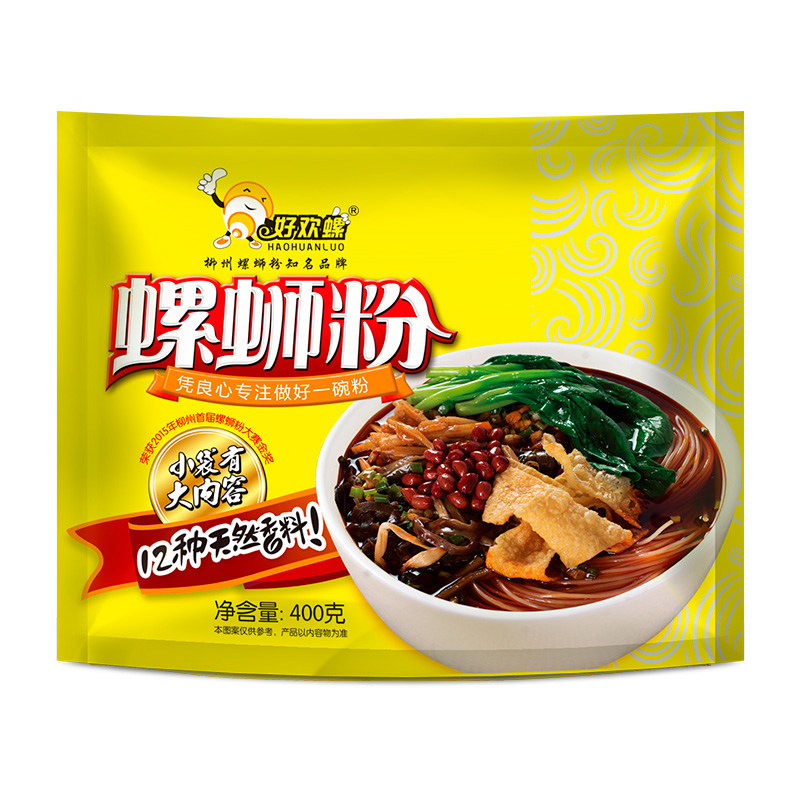 好欢螺螺蛳粉黄色原味400g柳州正宗螺丝粉加臭加辣小龙虾味螺丝粉