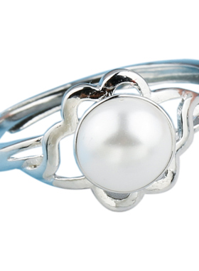 珍珠戒指托配件925纯银开口可