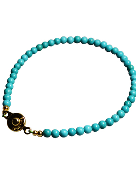 Ciel原创手工人造绿松石手链极细3mm迷你手串脚链女款14K包金