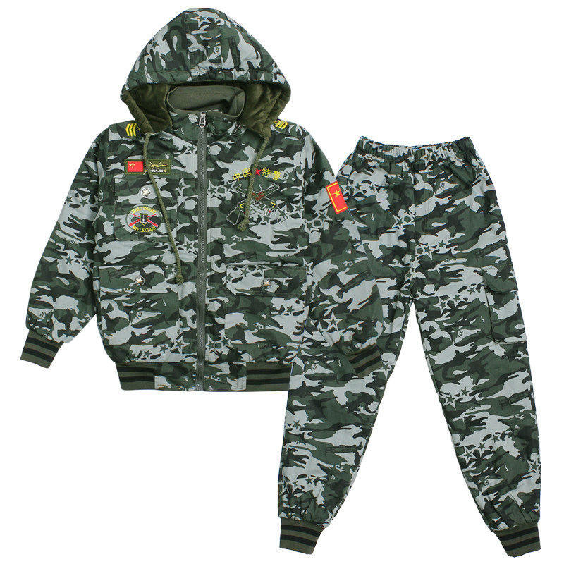 儿童迷彩服套装2024新款秋冬季男童特种兵军训服加厚加绒棉服冬装