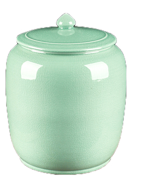 景德镇裂纹釉带盖中式风储物罐