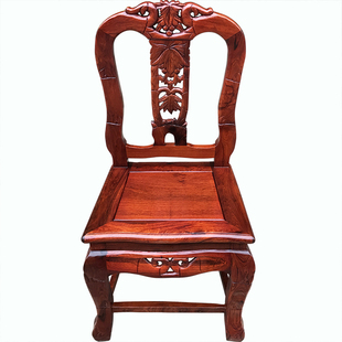 大红酸枝木花梨木靠背椅咖啡椅子交趾黄檀官帽椅红木成人餐椅单个