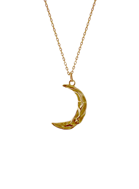 欧美s925纯银褶皱月亮女月亮项链