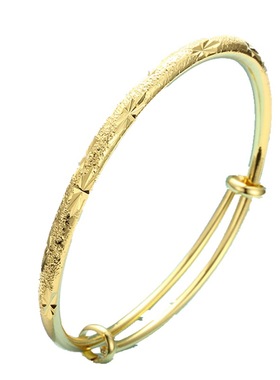 越南沙金光面民族风复古推拉手镯