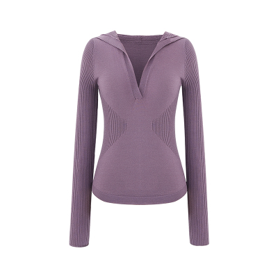 薄款修身连帽v领基础打底羊毛衫