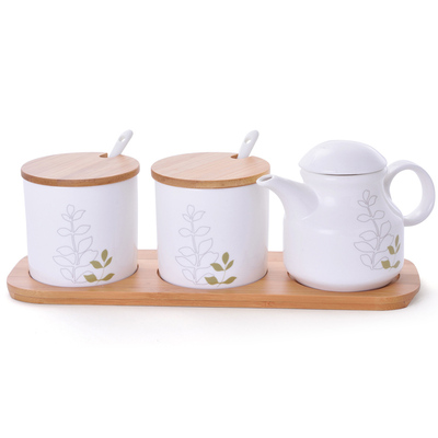 餐厅陶瓷配勺子竹木盖厨房用品