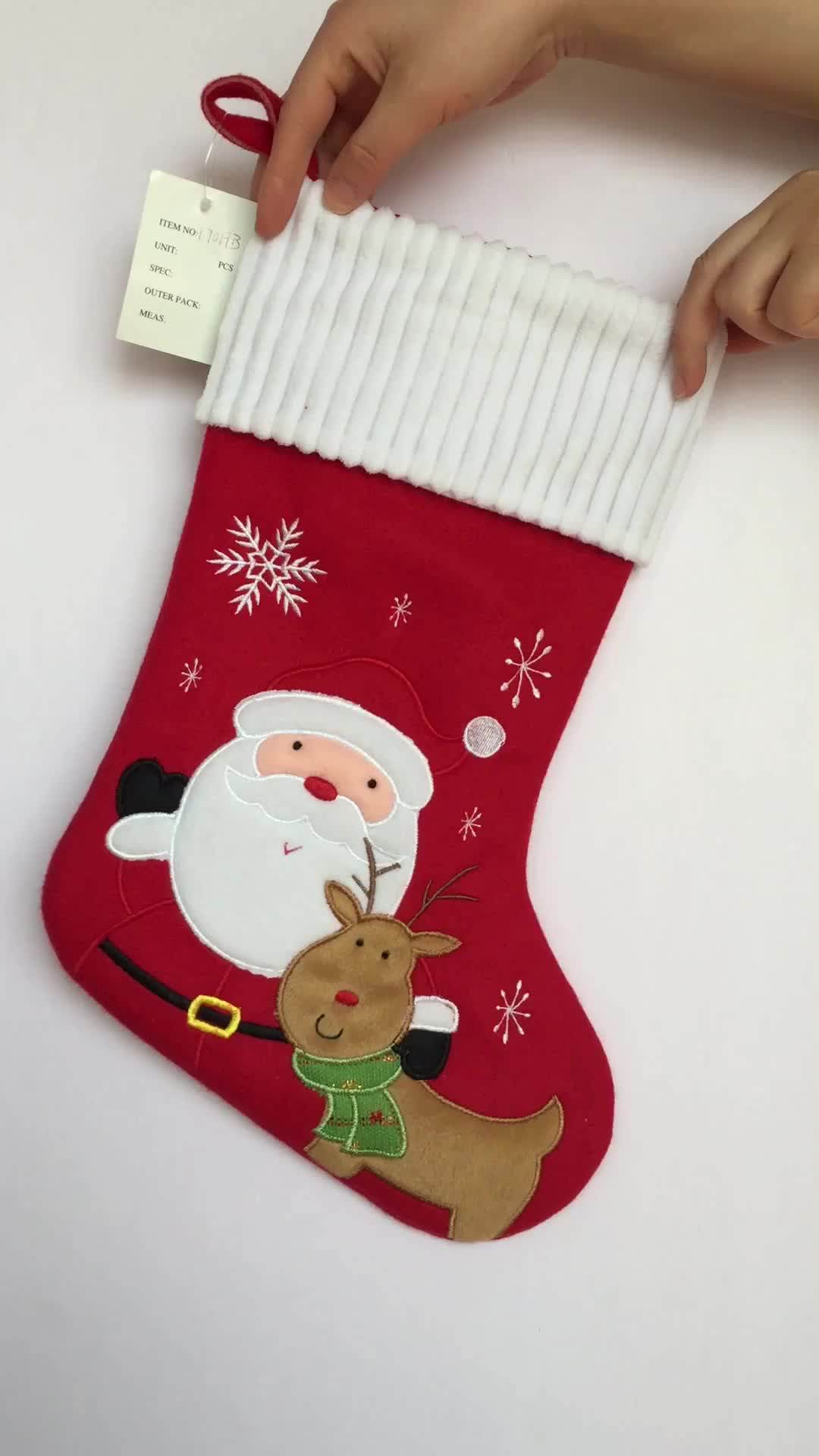 Amazon Hot Selling Xmas Santa Reindeer Pattern Christmas Stocking Sock