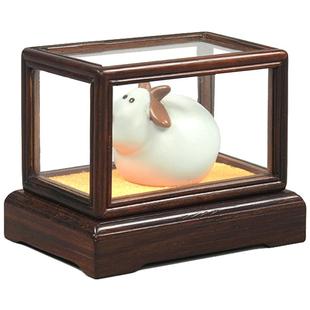 大红酸枝雕刻工艺品摆件玻璃罩古玩核桃透明防尘迷你手掌玻璃罩子