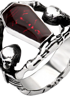 吸血鬼棺材骷髅戒指男哥特朋克