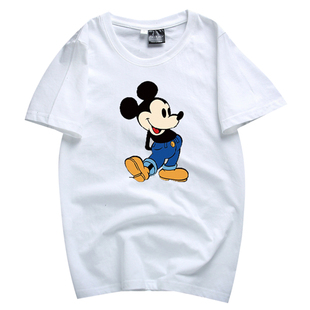 米老鼠上衣2021年新款女白色大码网红纯棉短袖米奇t恤女ins超火