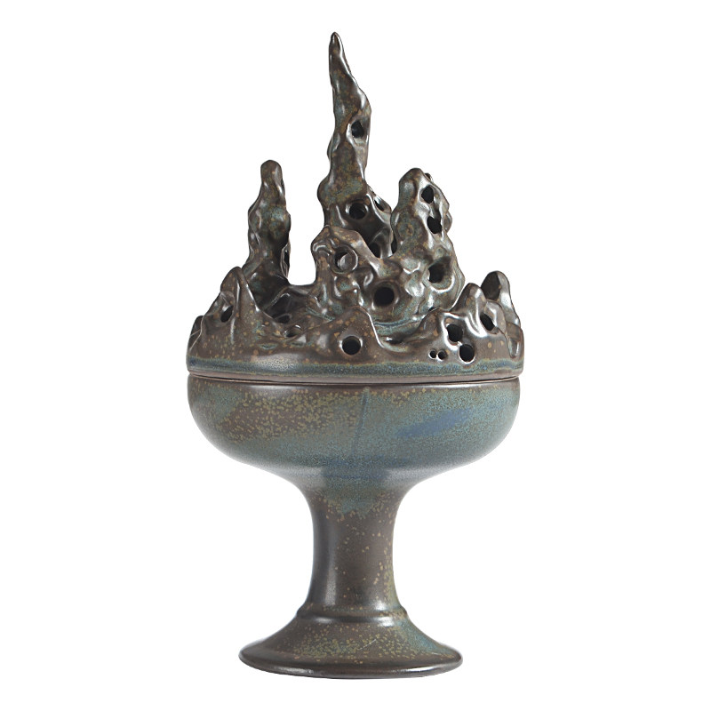 太湖石禅意香炉家用沉檀香盘香家用香盒茶室内香道家居饰品桌摆件