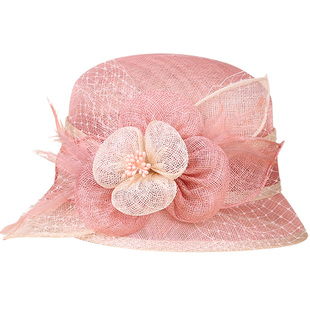 EE甜美可爱礼帽女潮英伦休闲百搭时尚女帽子英式麻纱帽小礼帽1004