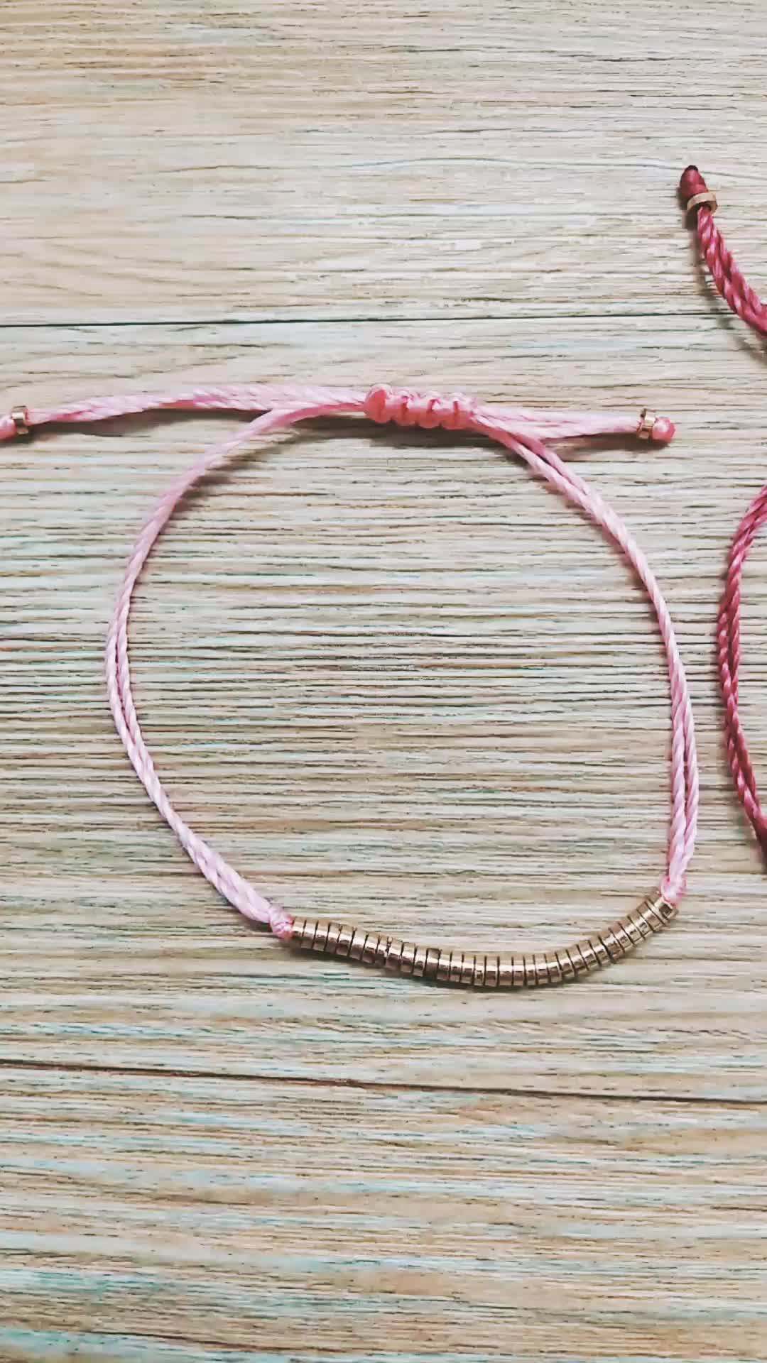 Zooying New Friendship Thread Bracelet With Thin Row Of Small Gold
