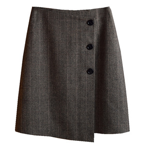 人字毛呢半身裙秋冬女长裙2018新款修身包臀裙中长款格子毛呢裙子