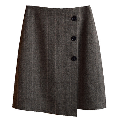 人字毛呢秋冬新款格子半身裙