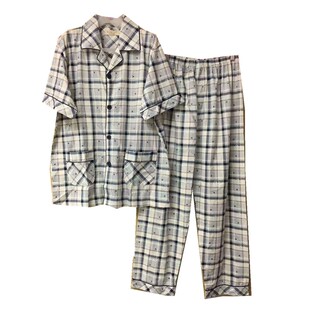 清仓男士夏棉质睡衣 短袖长裤4XL5XL加大码薄款开衫胖人家居套装