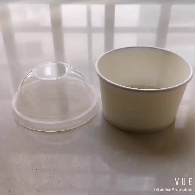 Custom Printed Ice Cream Cups Disposable Cold Paper Cup With Dome Lid